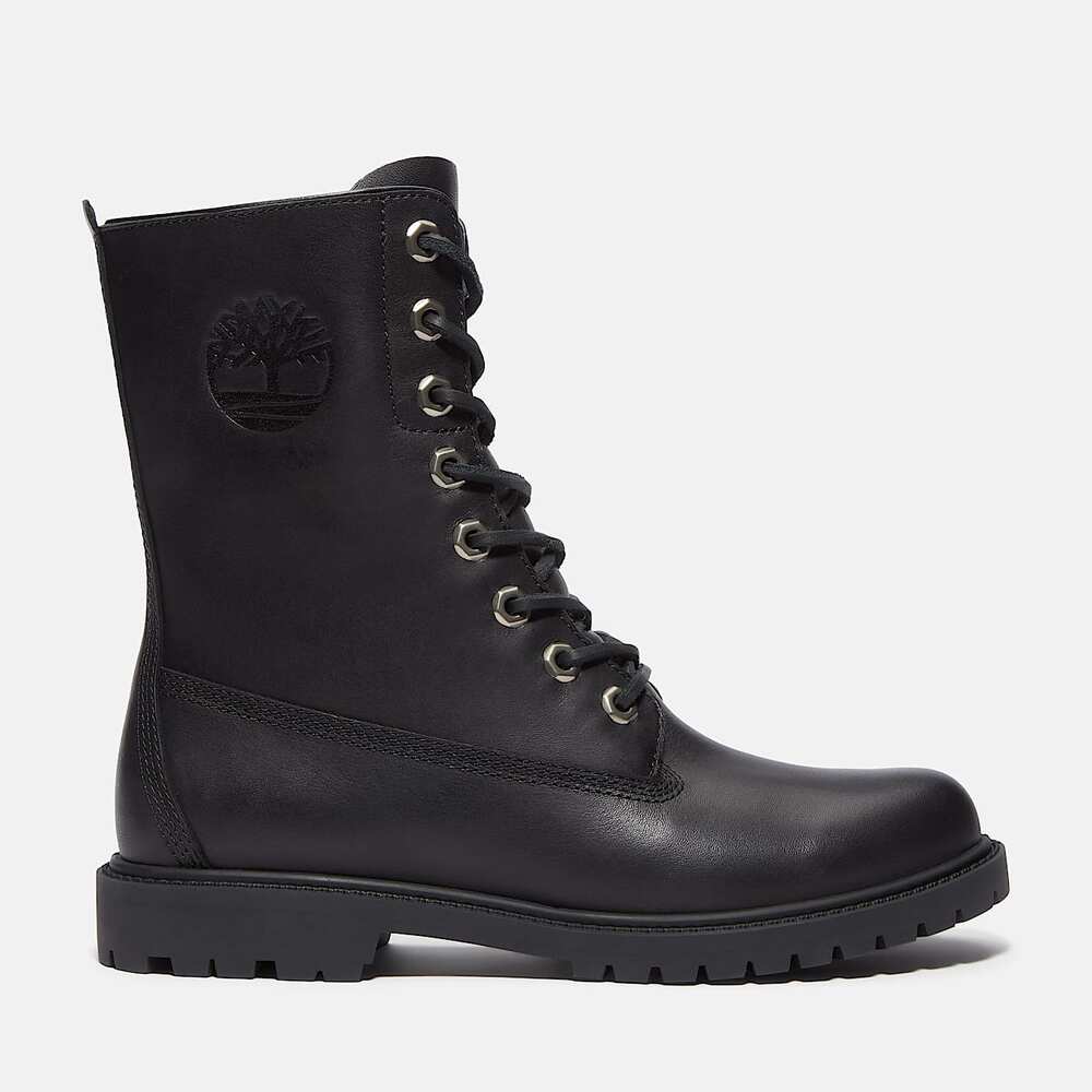 TIMBERLAND WOMEN'S 8 PREMIUM 8 INCH LACE WP BLACK FULL GRAIN BOOT TB0A43MXW02